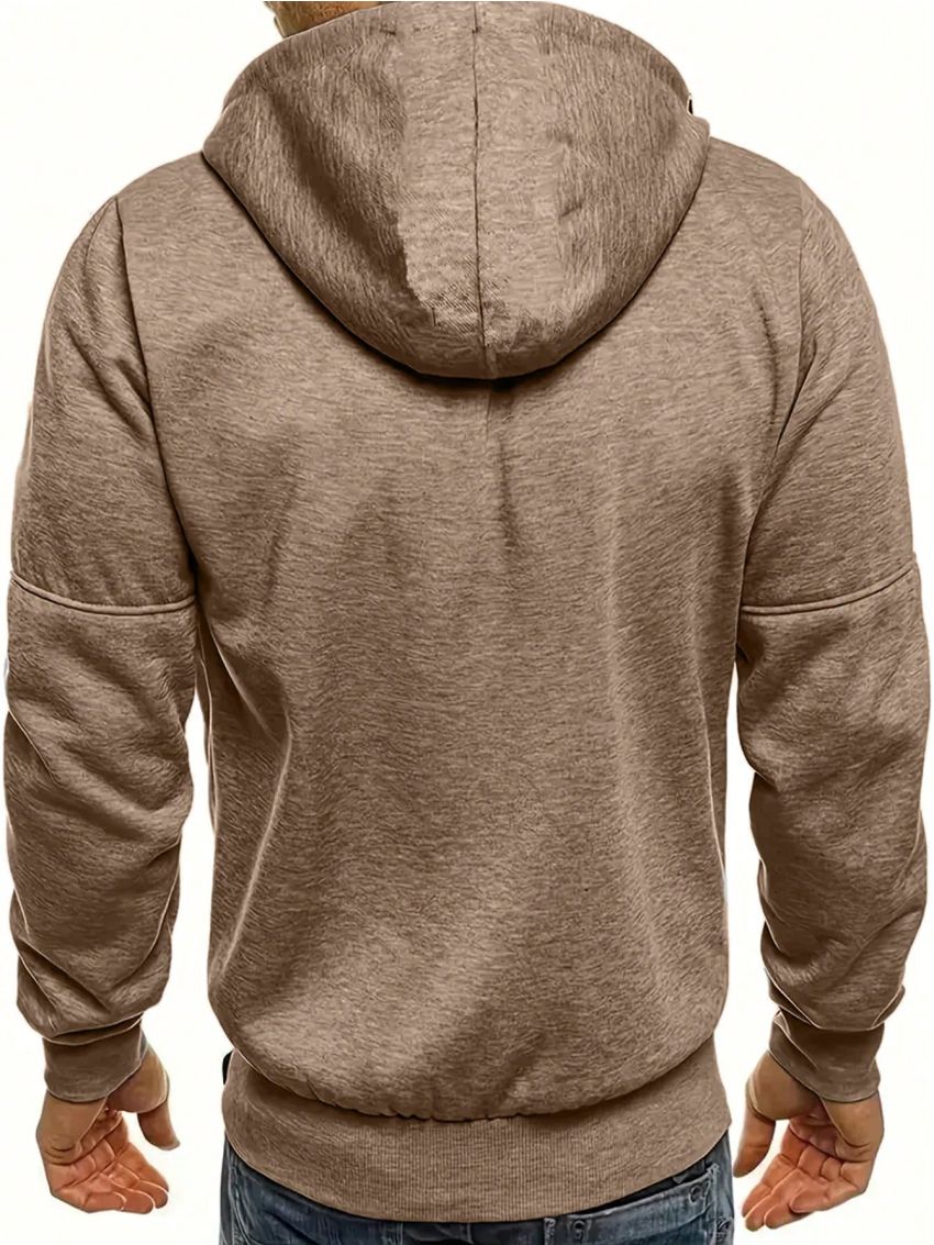 SHEIN Men's Hooded Zip-up Sweatshirt With Front Zipper