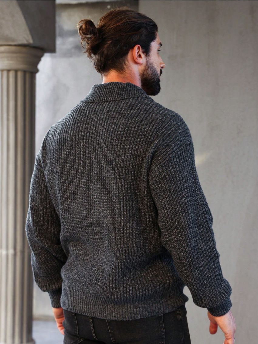 Manfinity Homme Men's Solid Color Zipper Cardigan