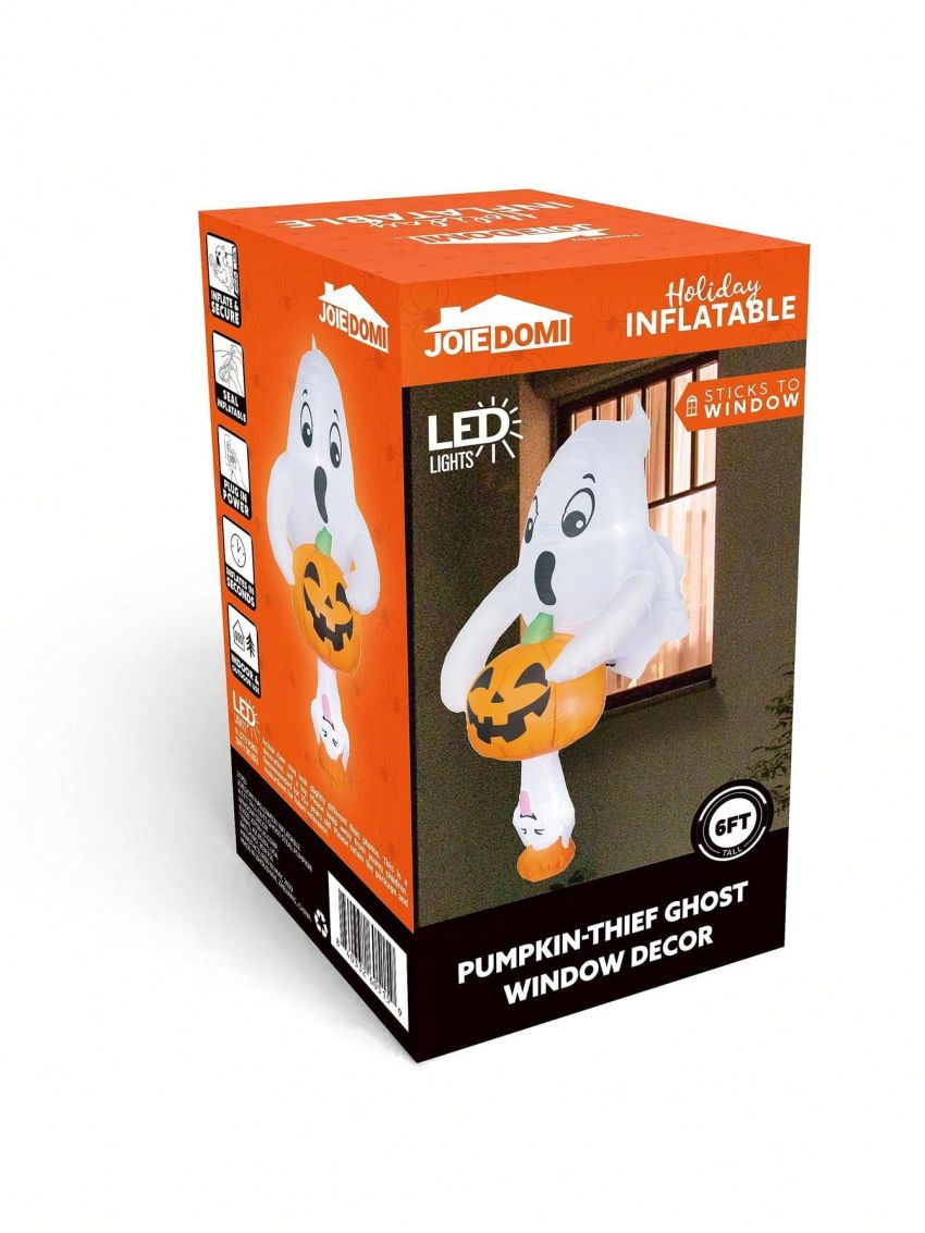 Joiedomi 6 FT Halloween Inflatable Ghost Broke Out from Window with Built-in LED, Blow Up Flying Ghost with Pumpkin for Halloween Window Decor, Halloween Outdoor, Yard, Garden, Lawn Party Decoration