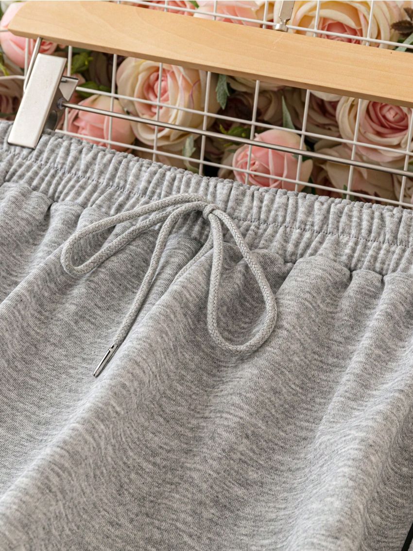 SHEIN SXY Plus Contrast Piping Drawstring Waist Contrast Piping Sweatpants