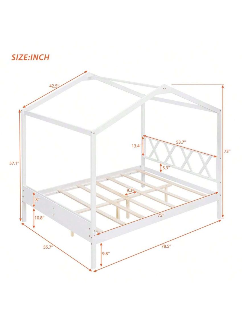 Merax Full Size Wood House Bed with Storage Space