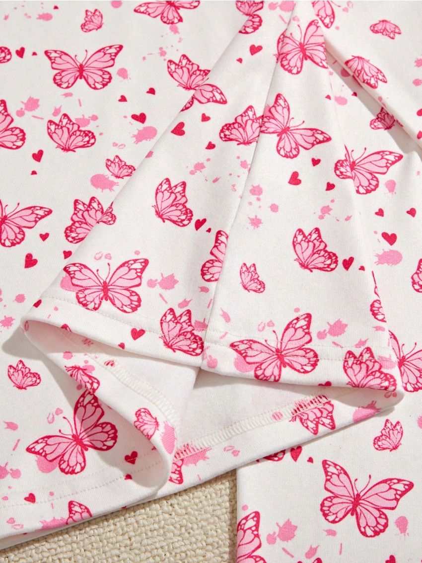 Butterfly Print Thermal Underwear Set