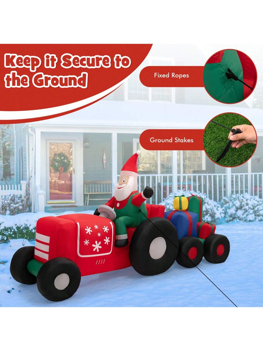 Gymax 9FT Long Inflatable Christmas Decor Santa Claus Driving Truck w/ LED Lights
