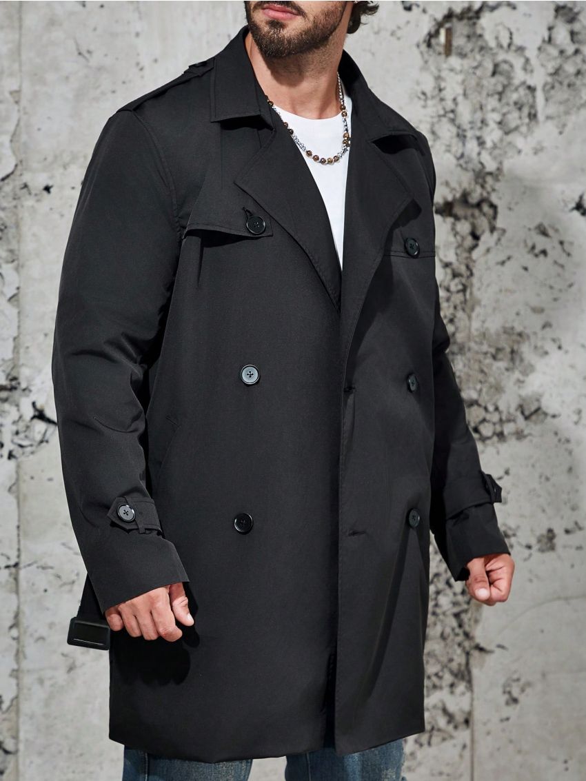 Manfinity Men Plus Double Breasted Belted Trench Coat
