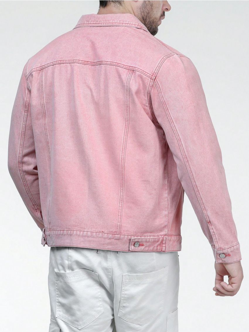 Men Plus Flap Pocket Denim Jacket