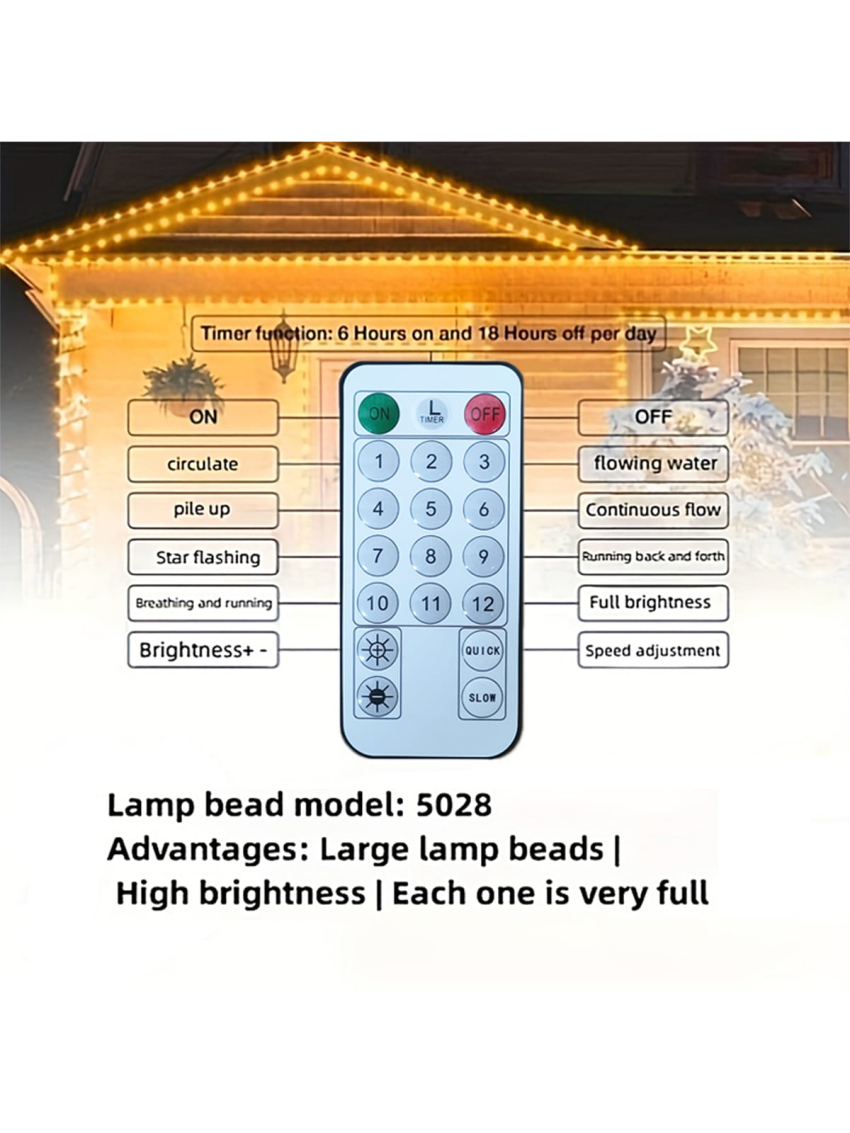 One Set Six Colors 30m/300 Leds, 50m/500 Leds, 100m/1000 Leds 24v Low Voltage Rubber String Light, Waterproof With Remote Control Timer/brightness/speed/12 Modes, Suitable For Christmas, Halloween, Various Festival Parties, Lawn, Garden, Terrace