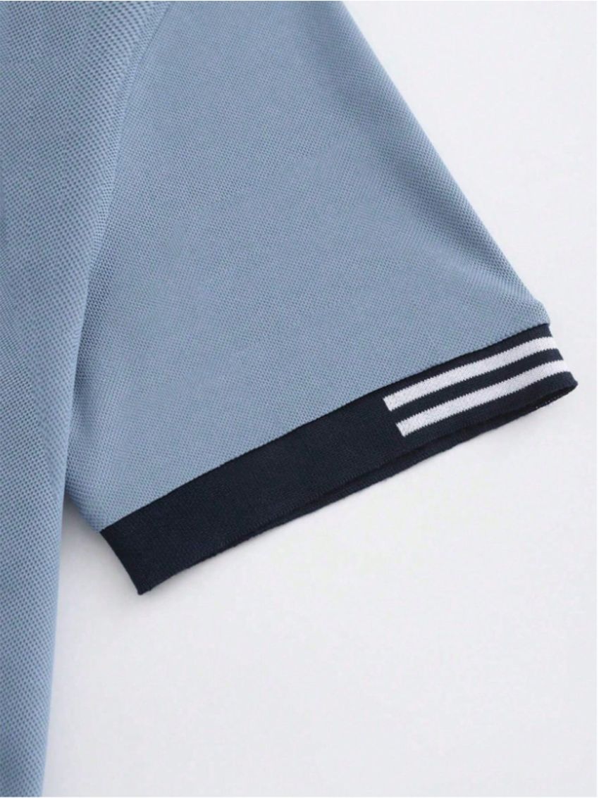 Manfinity Homme Men's Fashionable Comfortable Color Blocking Polo Shirt