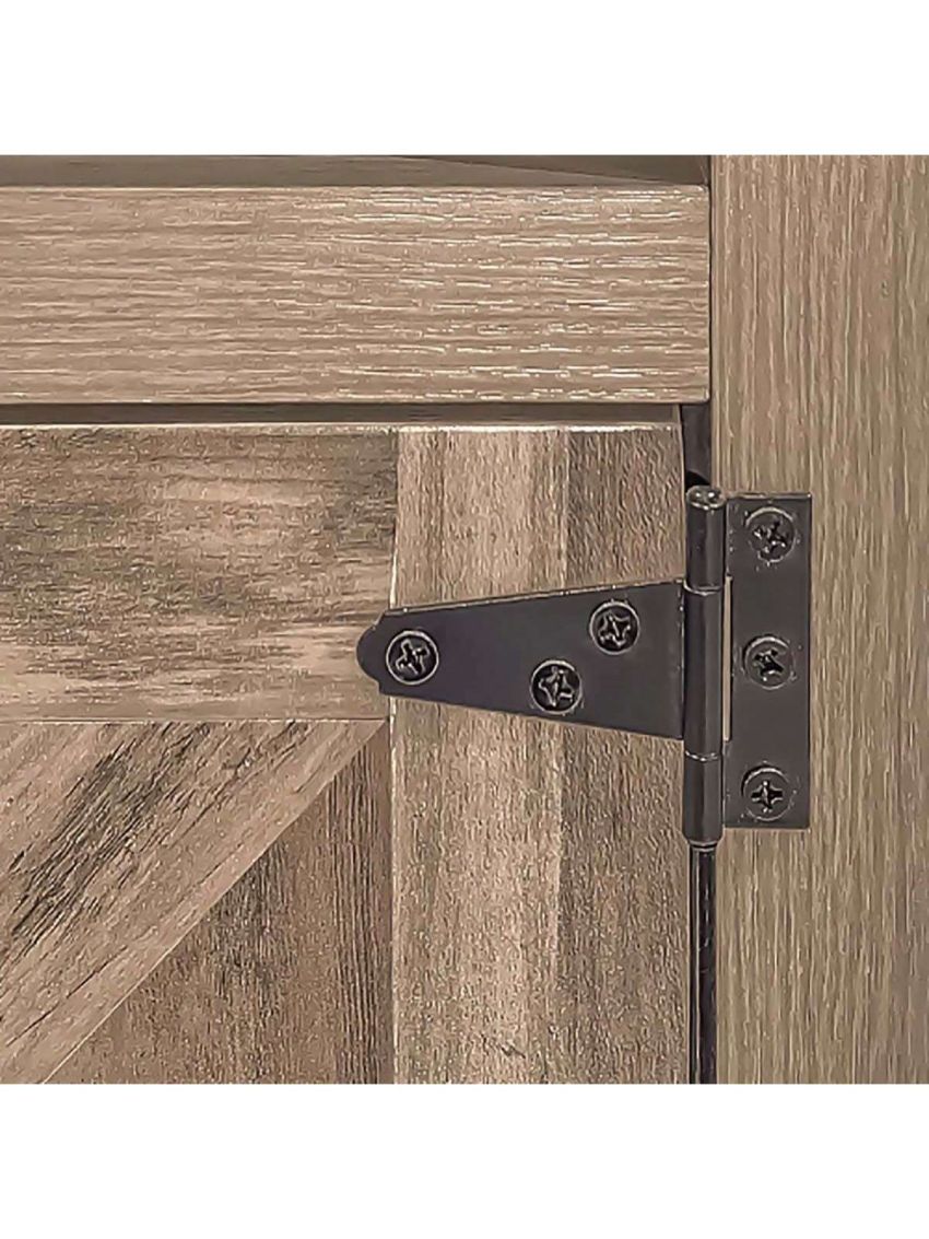 Farmhouse Nightstand,End Table with Barn Door and Shelf, Rustic Oak Nightstand, Modern Bed Side Table for Bedroom,Living Room(Rustic Oak,22.05