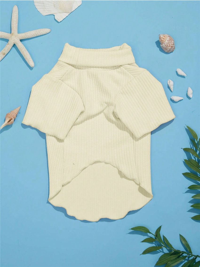 PETSIN Solid Cute High Neck Knitted Pet Sweater Top