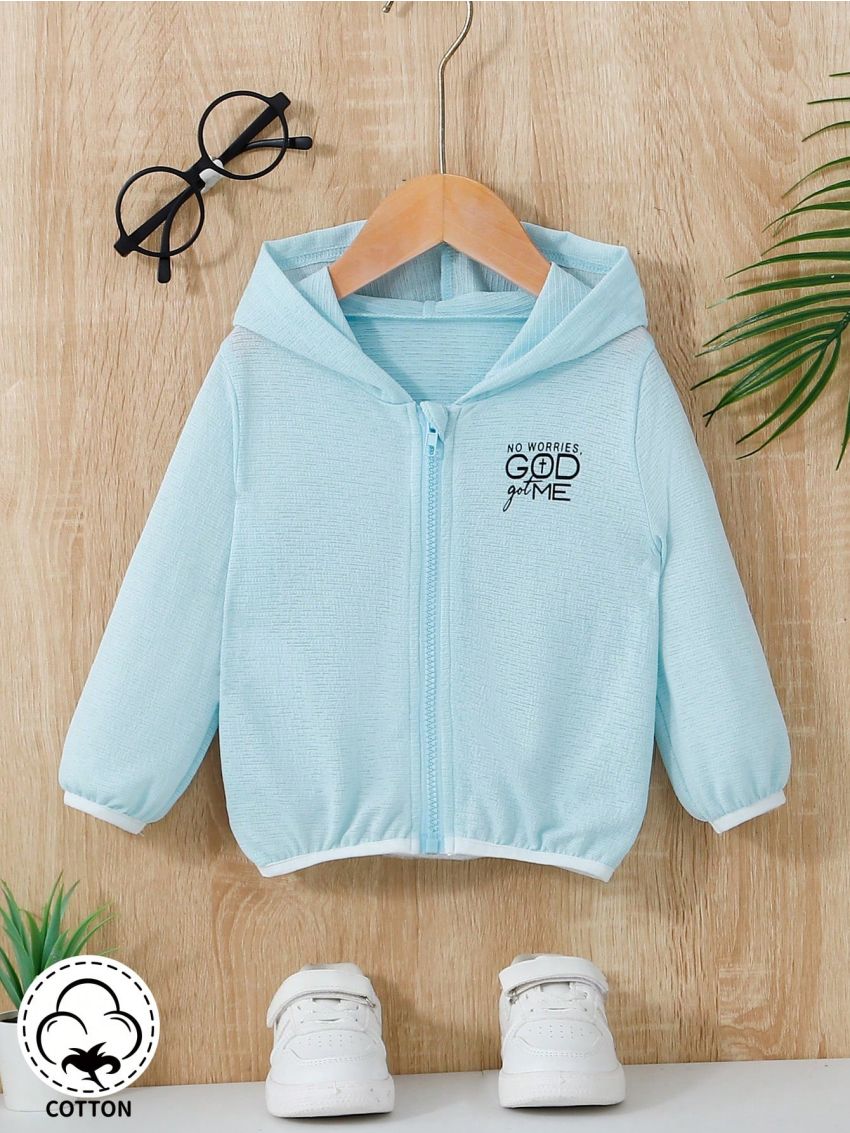 Infant Boys' Letter Printed Zip-Front Hooded Jacket