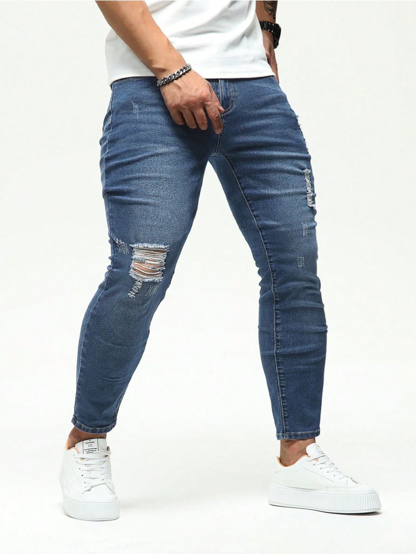 Men's Plus Size Distressed Skinny Jeans