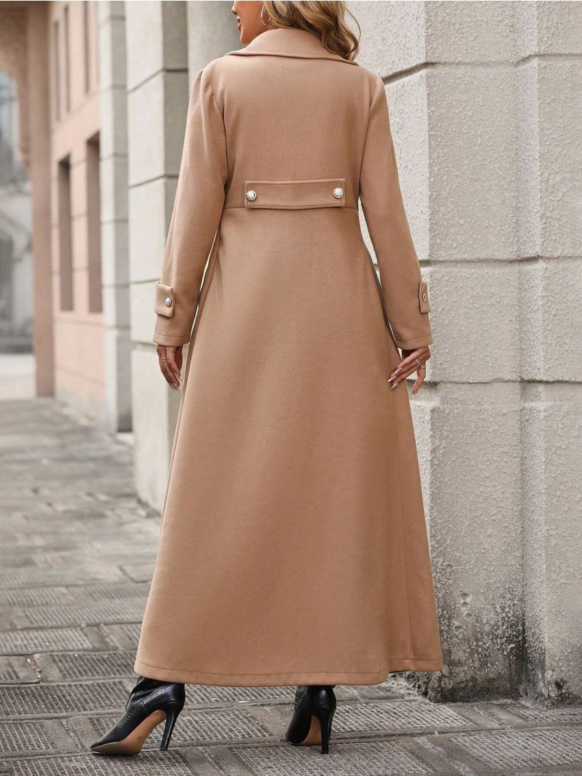 Lapel Neck Single Button Overcoat