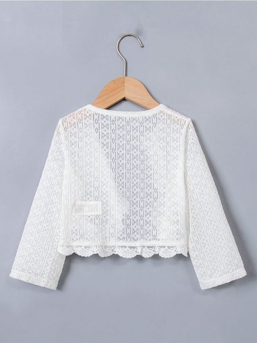 SHEIN Kids EVRYDAY Little Girls' Lace Shell Edge Jacket