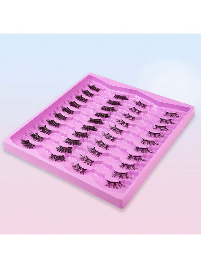 20pairs Faux Mink Eyelashes, Full Strip, Natural & Long Style, Suitable For Travel, Party, Daily Use