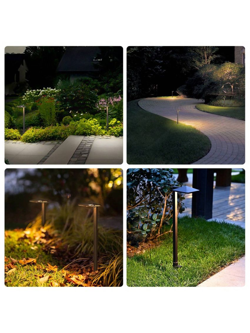 EDISHINE Low Voltage Landscape Lights, 3W 230LM 3000K Waterproof LED Pathway Lights, 50,000 Hrs Outdoor Landscape Lighting Umbrella-Shaped, Walkway, Die-cast Aluminum Housing, ETL Listed, 4 Pack