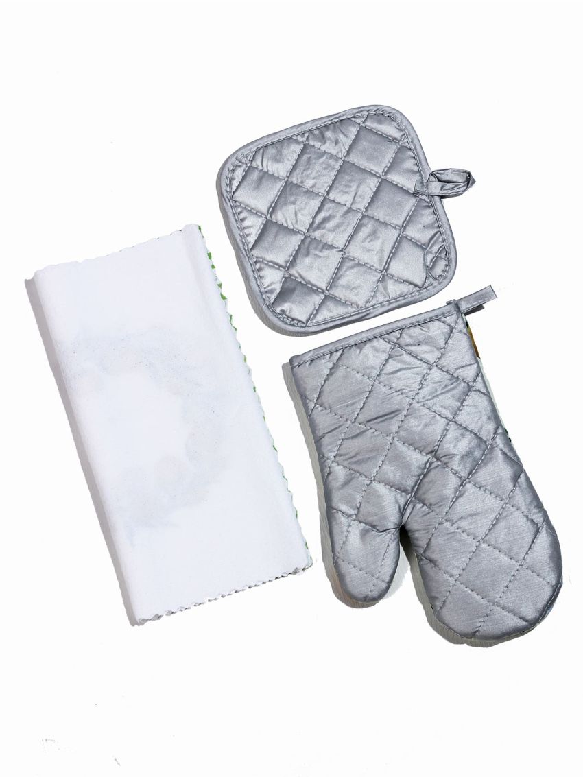 3pcs Lemon Print Kitchen Linen Set