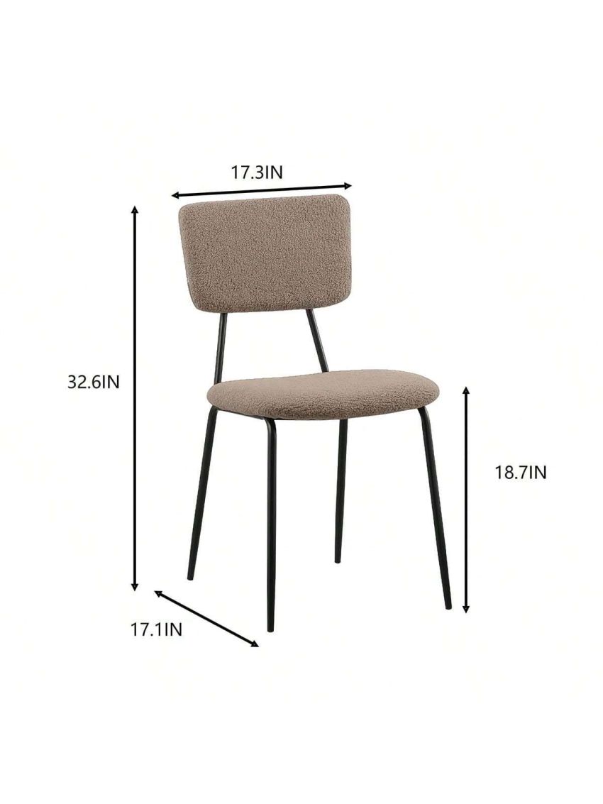 Dining Room Chairs Set of 2, Modern Comfortable Feature Chairs with Faux Plush Upholstered Back and Chrome Legs, Kitchen Side Chairs for Indoor Use Home, Apartment