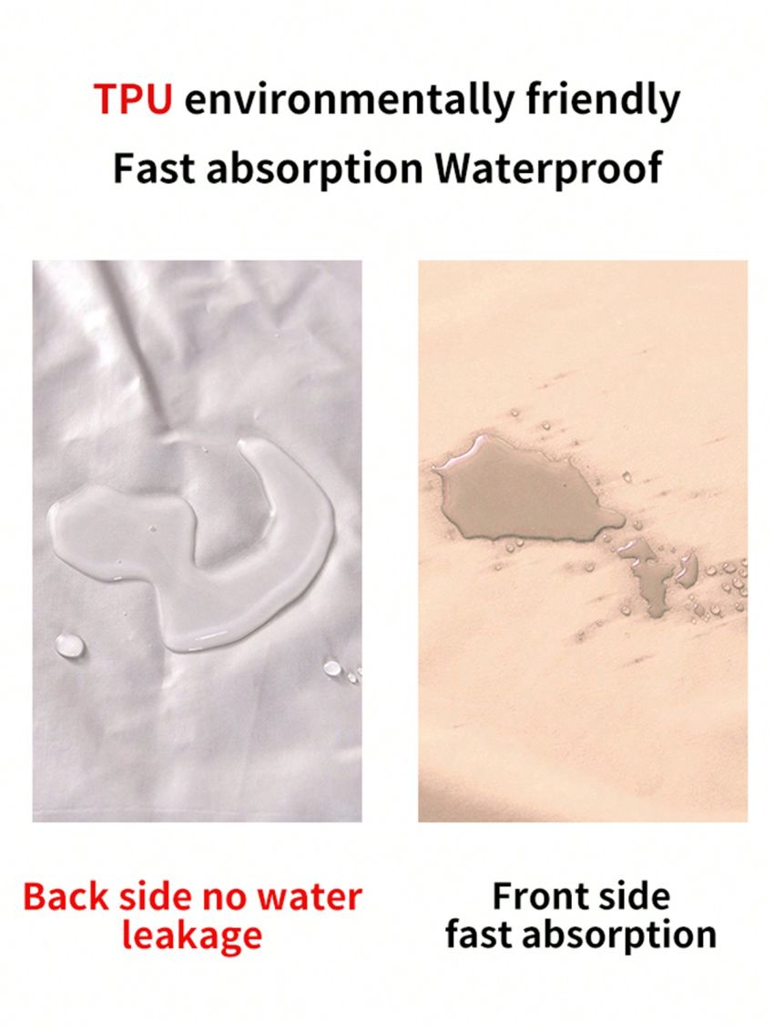 1pc Brushed Composite Waterproof Solid Color Fitted Sheet With Waterproof And Leakproof Inner Fabric For Single Size Bed