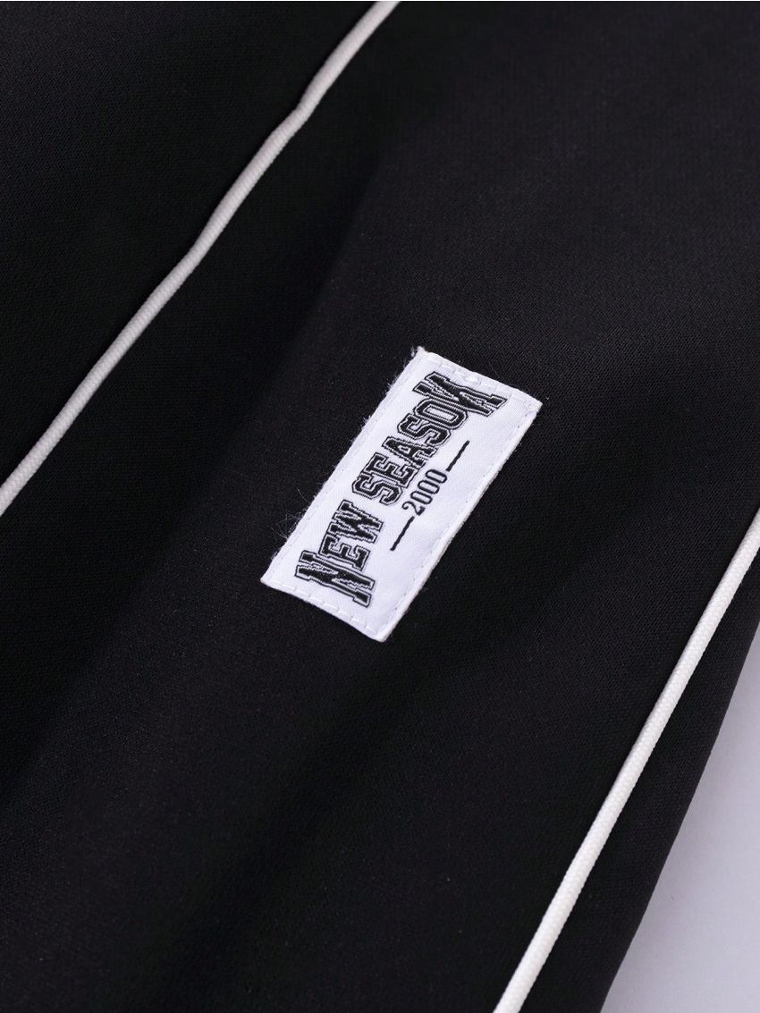 SHEIN Kids EVRYDAY Boys' Loose Knitted Colorblock Sweatpants With Rolled Edge