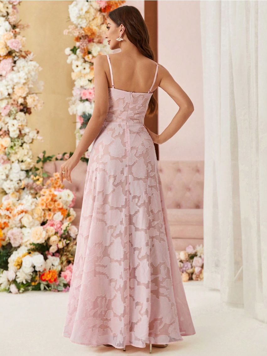 SHEIN Belle Ladies Jacquard Fabric Volume Umbrella Skirt Suspender Bridesmaid Dress