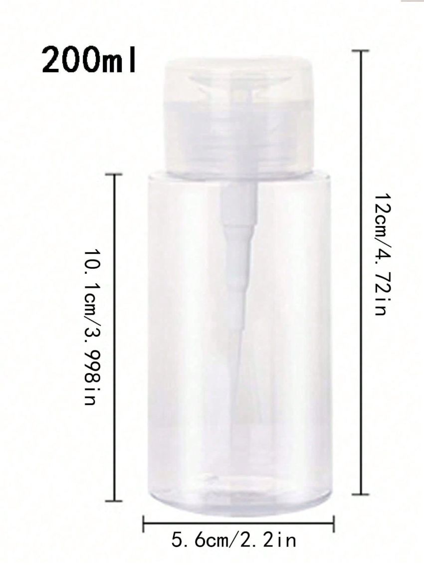 200ml Nail Polish Remover, Push Down Pump  Dispenser, Empty Makeup Acetone Containers
