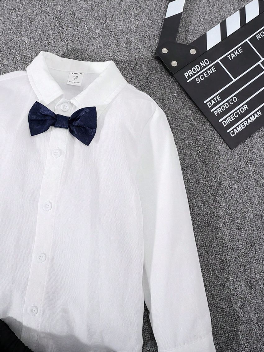 SHEIN Kids FANZEY Young Boy Thermal Lined Button Up Vest Blazer & Pants & Shirt