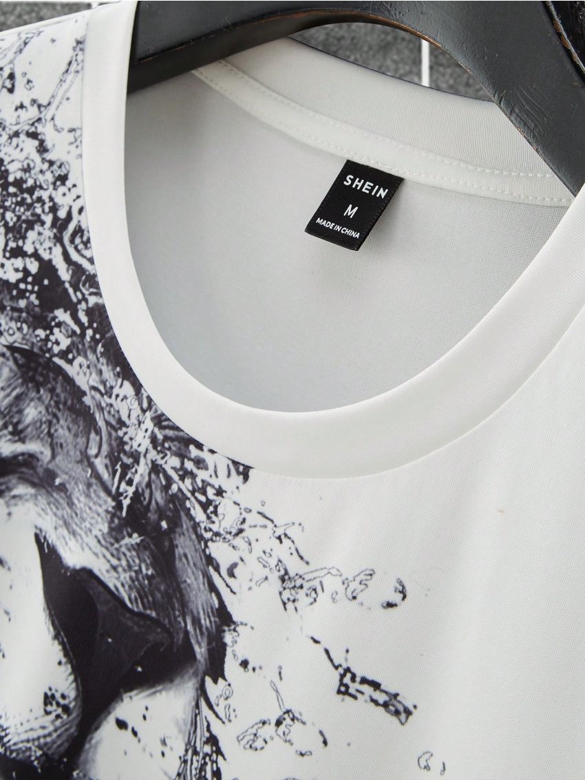 Manfinity EMRG Men's Lion Printed Long Sleeve T-shirt And Pants Set