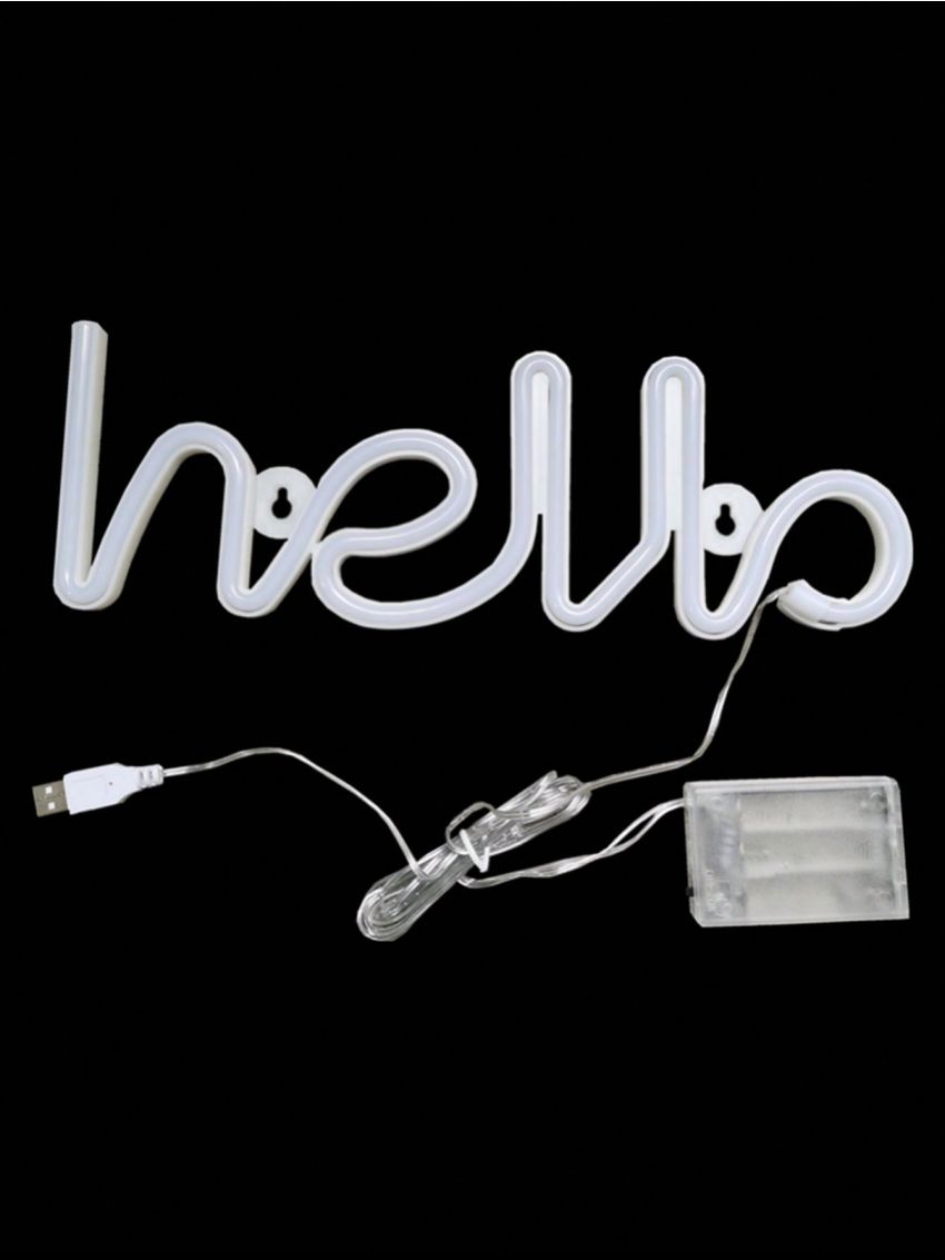 Led Pink Hello Neon Light Sign Hanging Wall Decor For Party Atmosphere, Festival Decoration