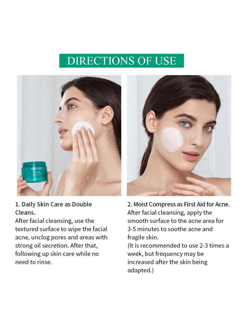 2% Salicylic Acid Acne Pimples Cleansing Pads, BREYLEE Tea Tree Oil Face Wipes, Dead Skin Remover, Spot Treatment, Facial Exfoliating, Daily Defense for Acne Prone Skin, Aloe Hyaluronic Acid, 40 Pads