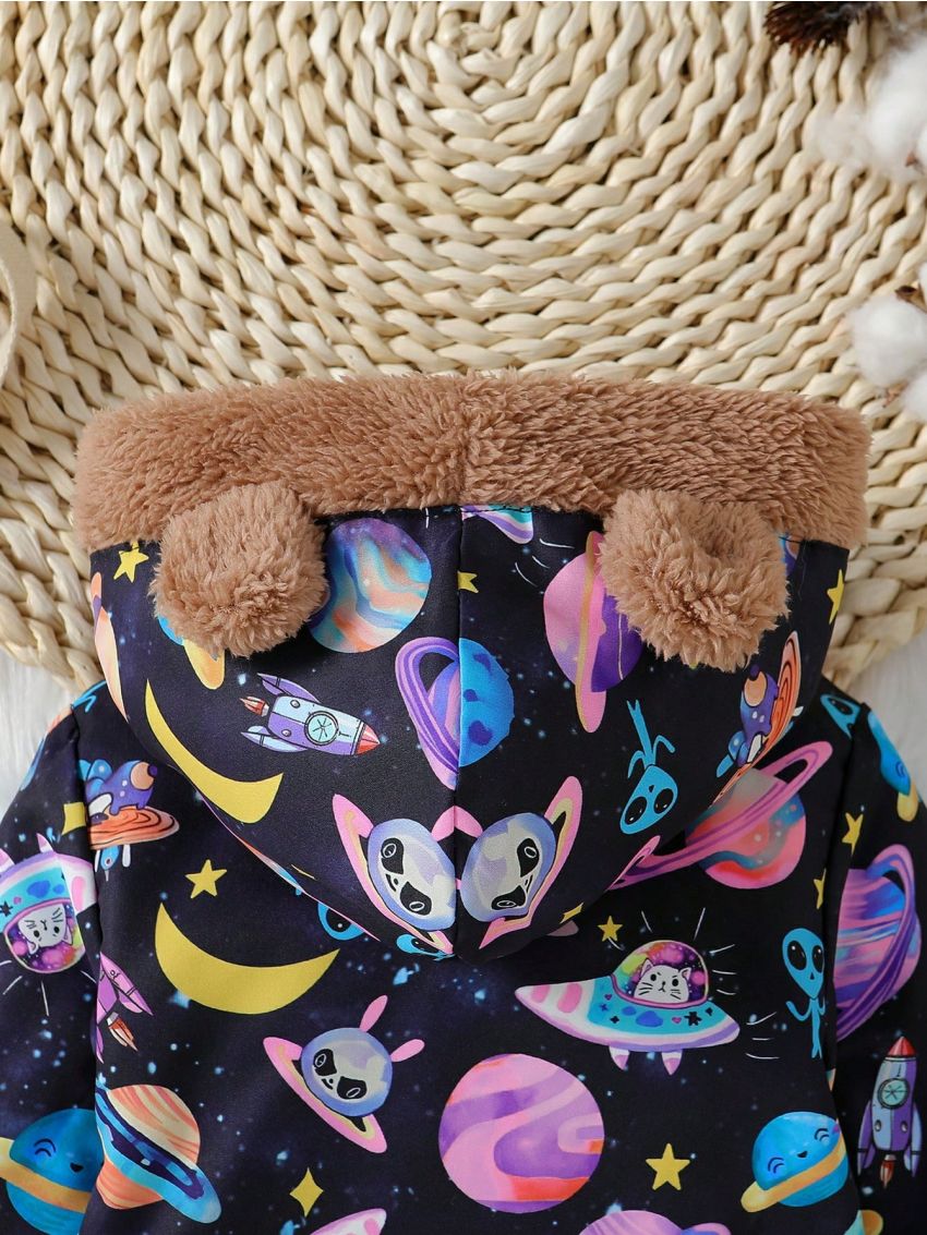 Infant Thickened Hooded Bear Ear Coat Party Dress Outfit For Fall/winter