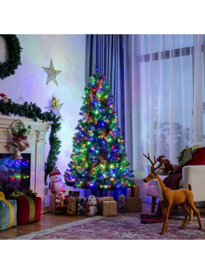 Costway 6ft Pre-lit Hinged Christmas Tree w/ Remote Control & 9 Lighting Modes