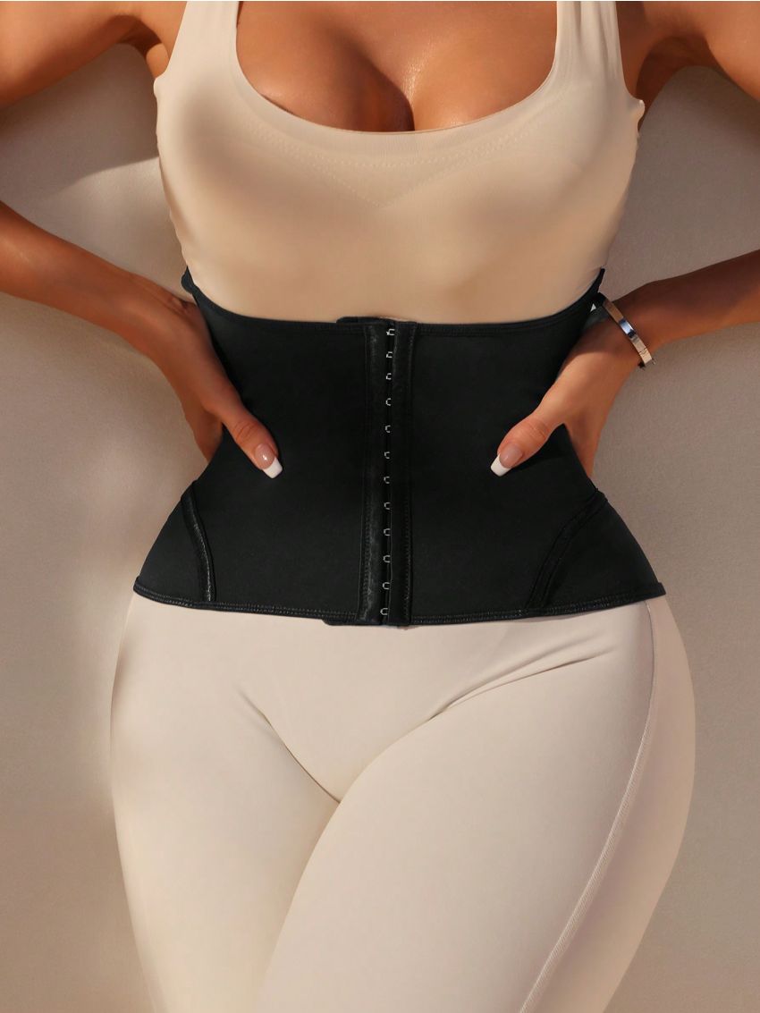 SHEIN Solid Hook And Eye Front Waist Trainer