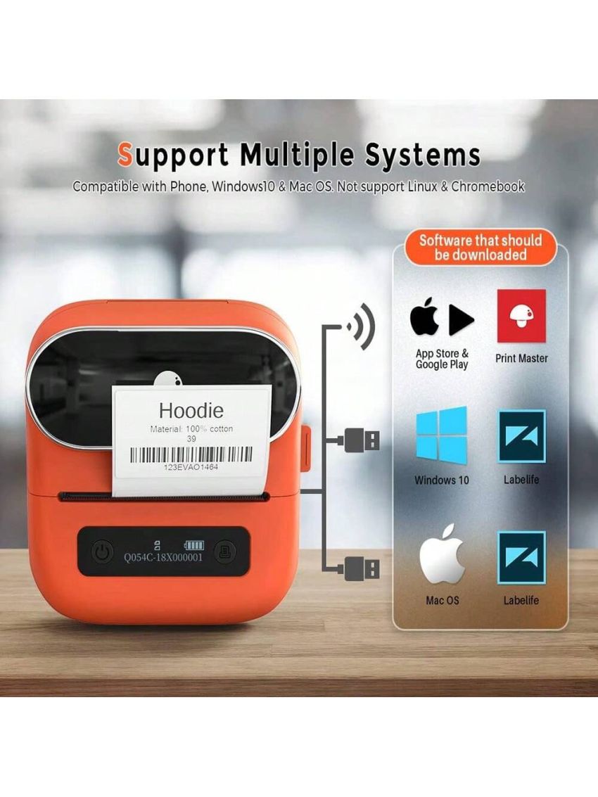 Phomemo M220 Thermal Bluetooth Label Makers - Wireless Thermal Label Maker for Address, Labeling, Mailing, File Folder Label, Office Supplies Organizing, Easy to Use, Portable Sticker Label Printer with 1 Roll Labels