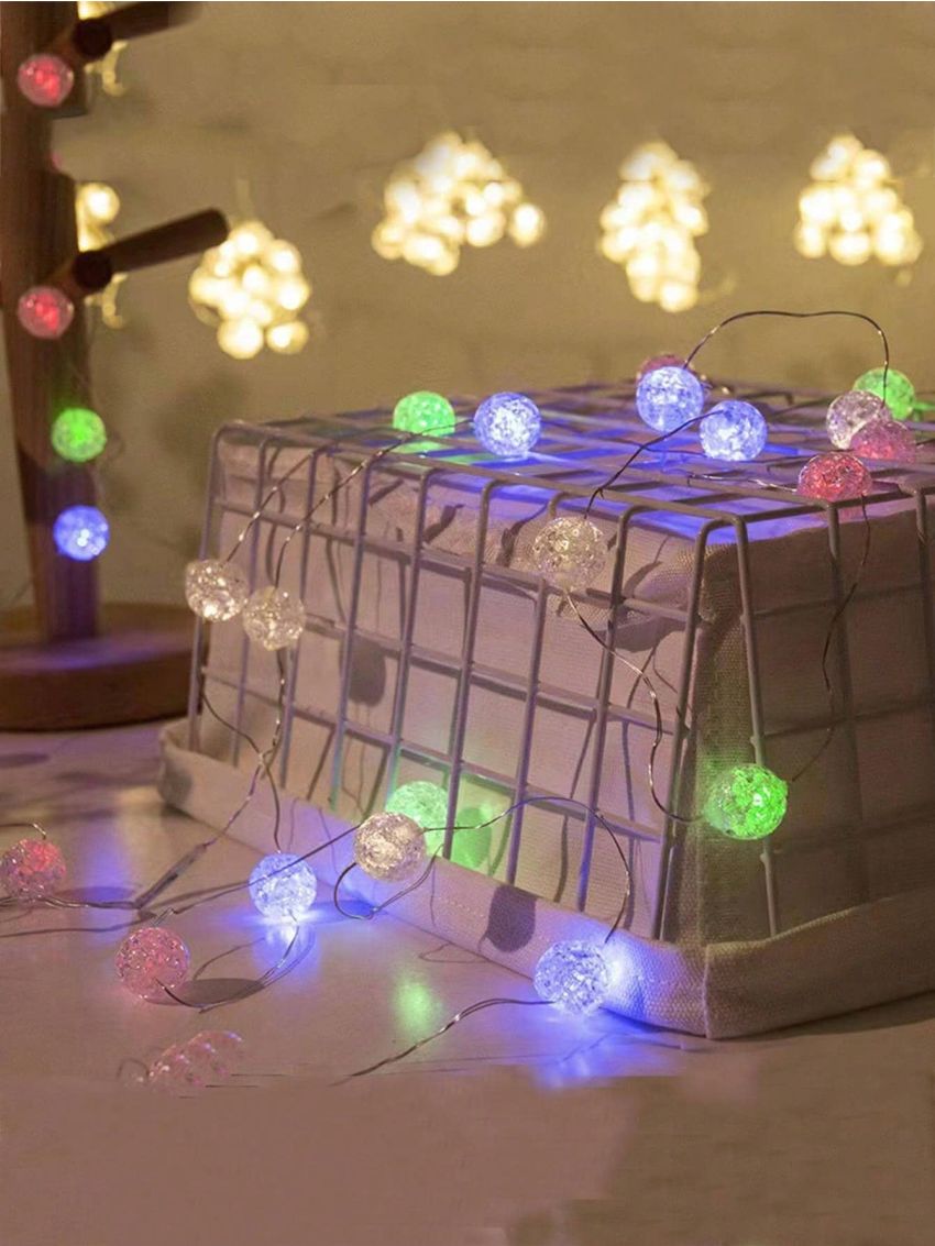 Led Constant Cracked Ball String Light/transparent Ball String Light/christmas Light/crystal Ball String Light/small Light Bulb Tent Outdoor Decoration Light/celebration Gift/1.1m 10 Lights