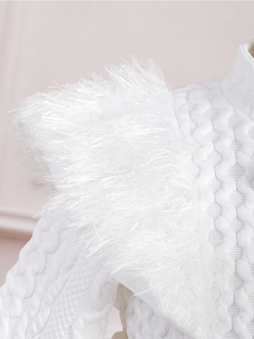 Infant Girls' Plush Fashionable Corduroy Coat With Ruffled Edge For Autumn And Winter