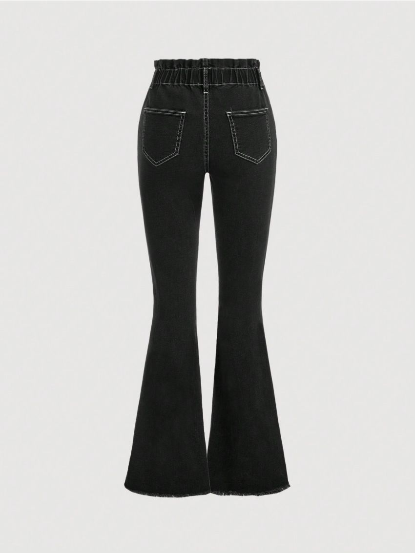 SHEIN Teen Girls' Casual High Waisted Stretchy Slim Fit Flared Jeans