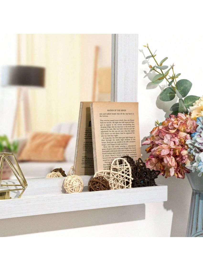 Wall Mirror with Shelf, 20 x 16 inch Farmhouse Decor Wall Mirror Hanging for Bathroom, Vanity, Bedroom, Entryway, Living Room