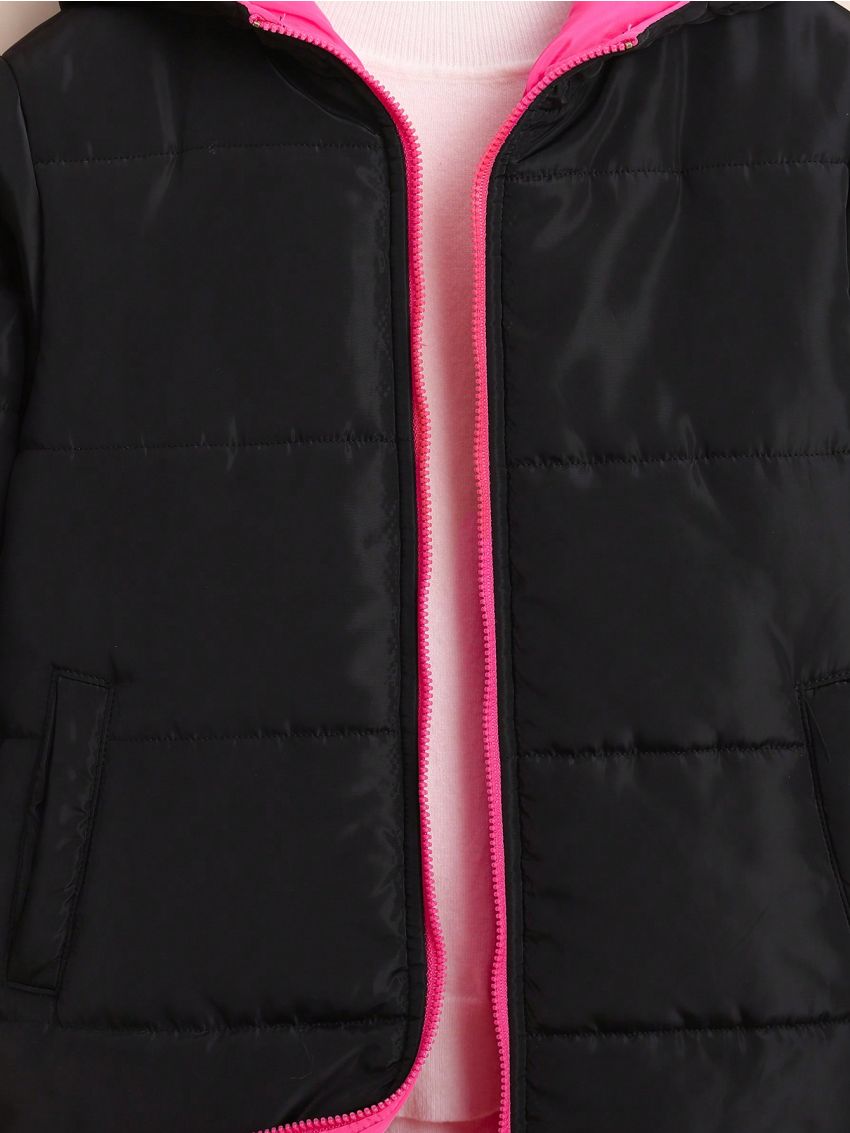 SHEIN Young Girl Zip Up Hooded Puffer Coat