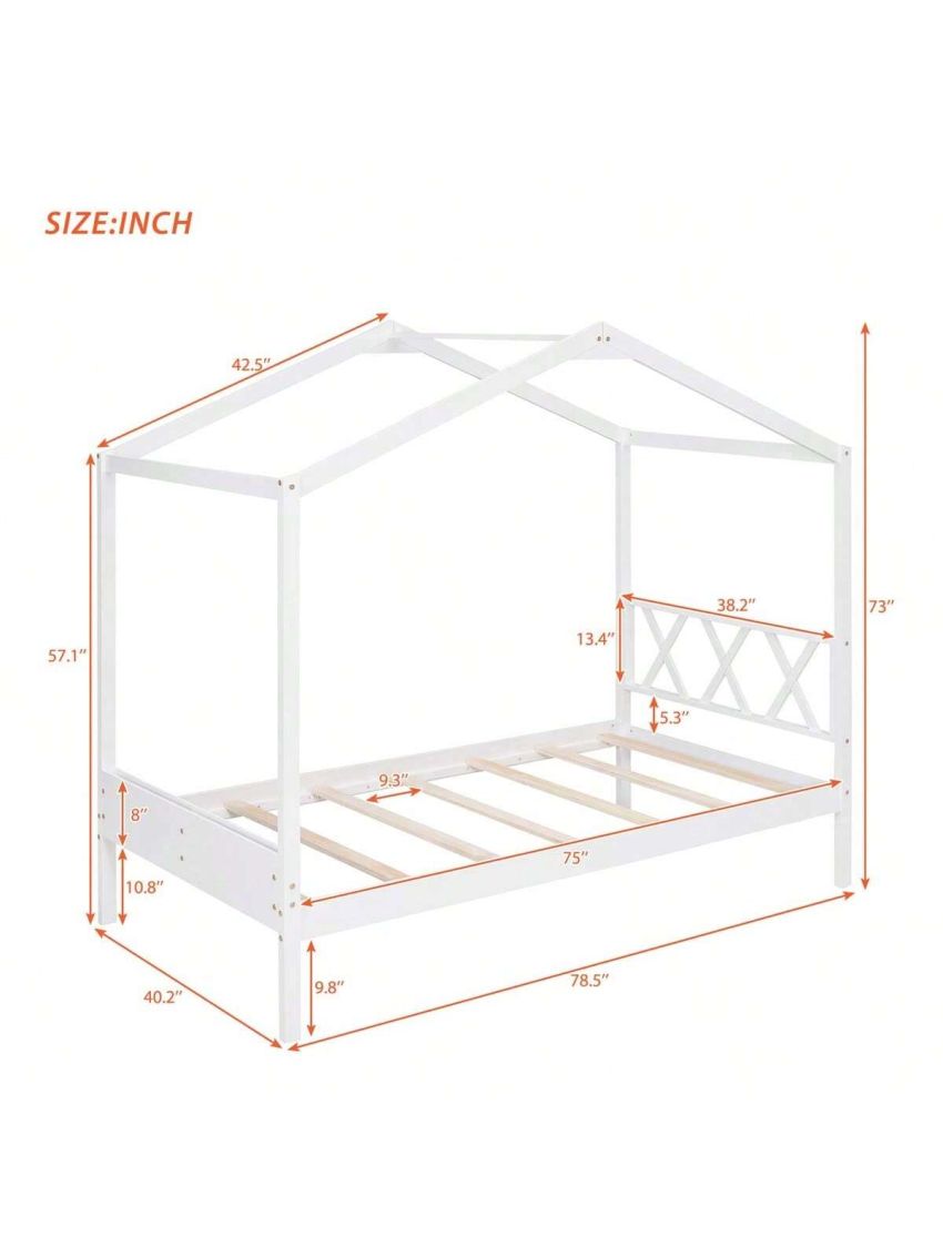 Merax Twin Size Wood House Bed with Storage Space