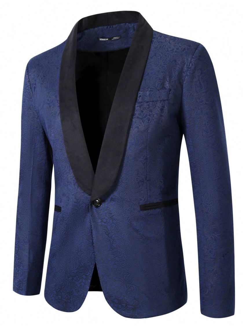 Men's Jacquard Shawl Collar Blazer