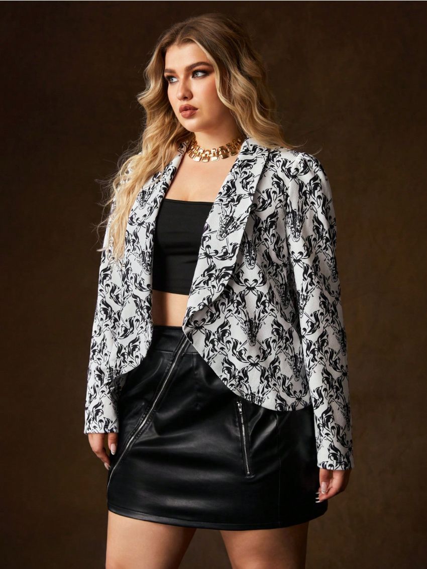 HOUSE OF THE DRAGON X SHEIN Plus Size Bubble Sleeve Jacket With Shawl Collar