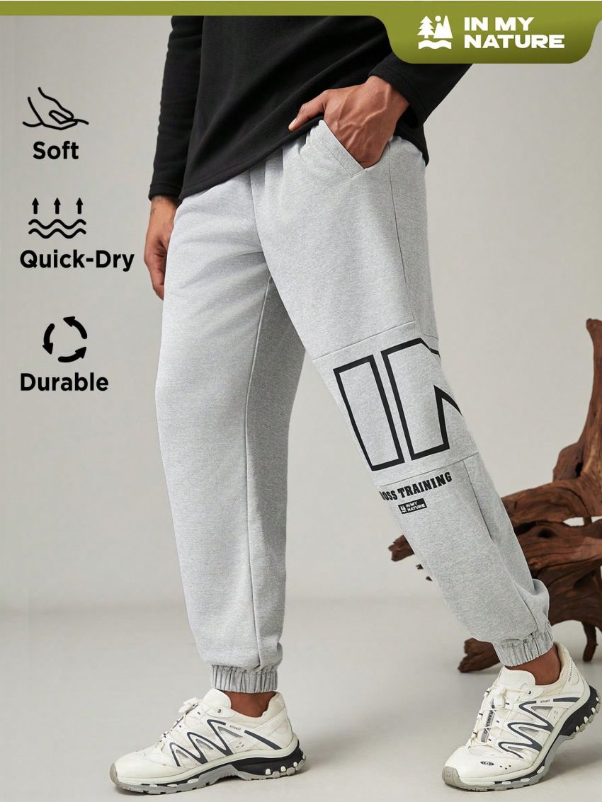 In My Nature Men's Drawstring Outdoor Jogger Pants With Letter Print