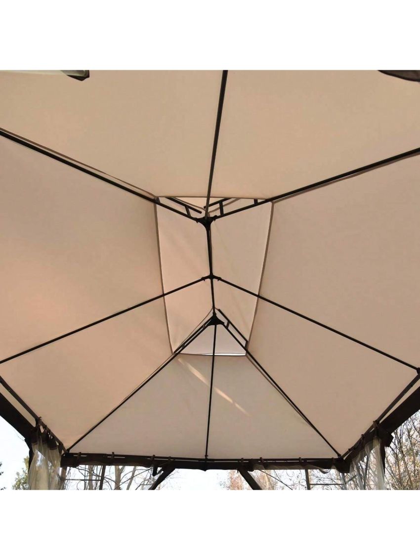 13 Ft. W x 9.7 Ft. D Iron Patio Outdoor Gazebo, Double Roof Soft Canopy Garden Backyard Gazebo with Mosquito Netting Suitable for Lawn, Garden, Backyard and Deck
