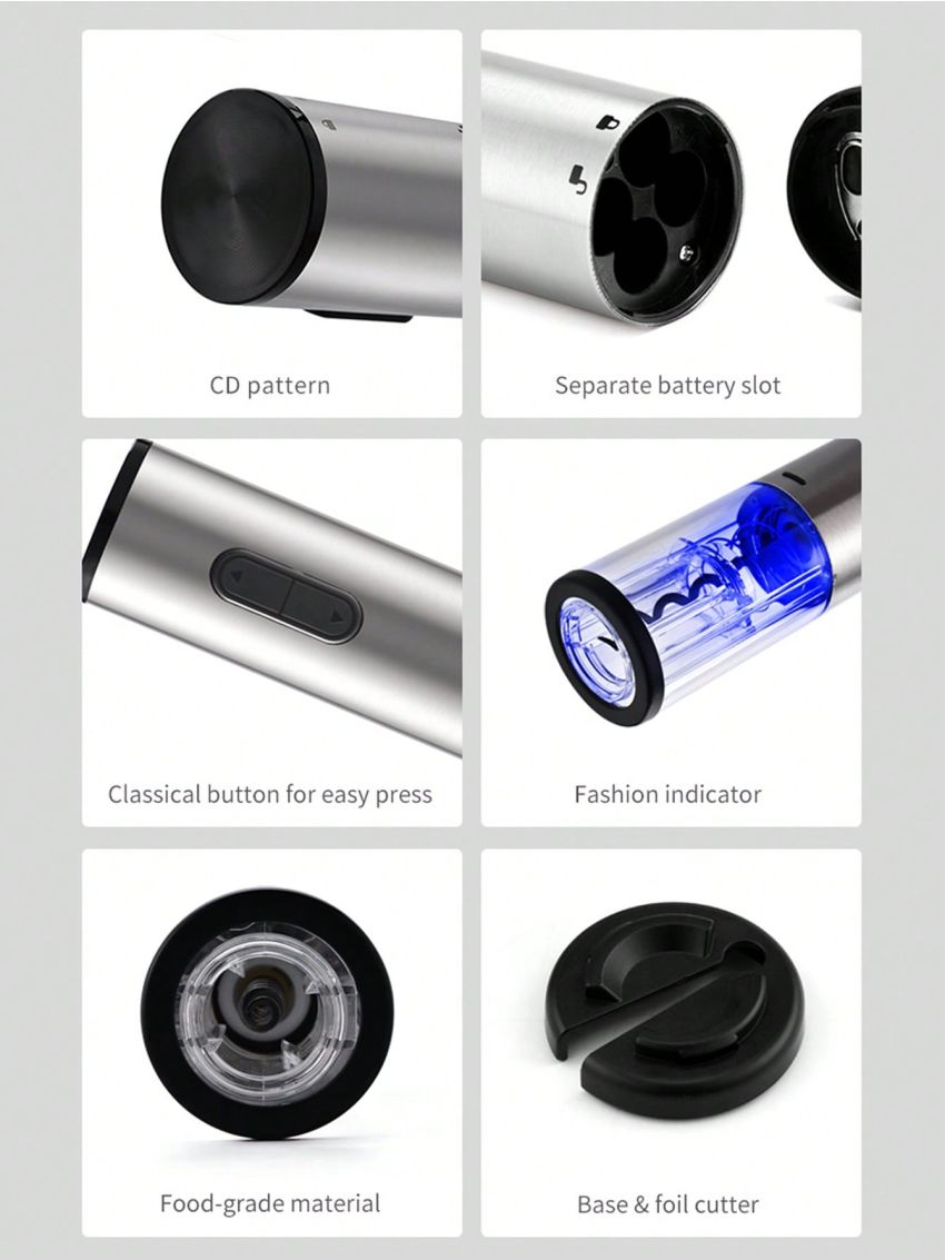 1pc Metal Automatic Wine Bottle Opener, Household Electric Wine Opener