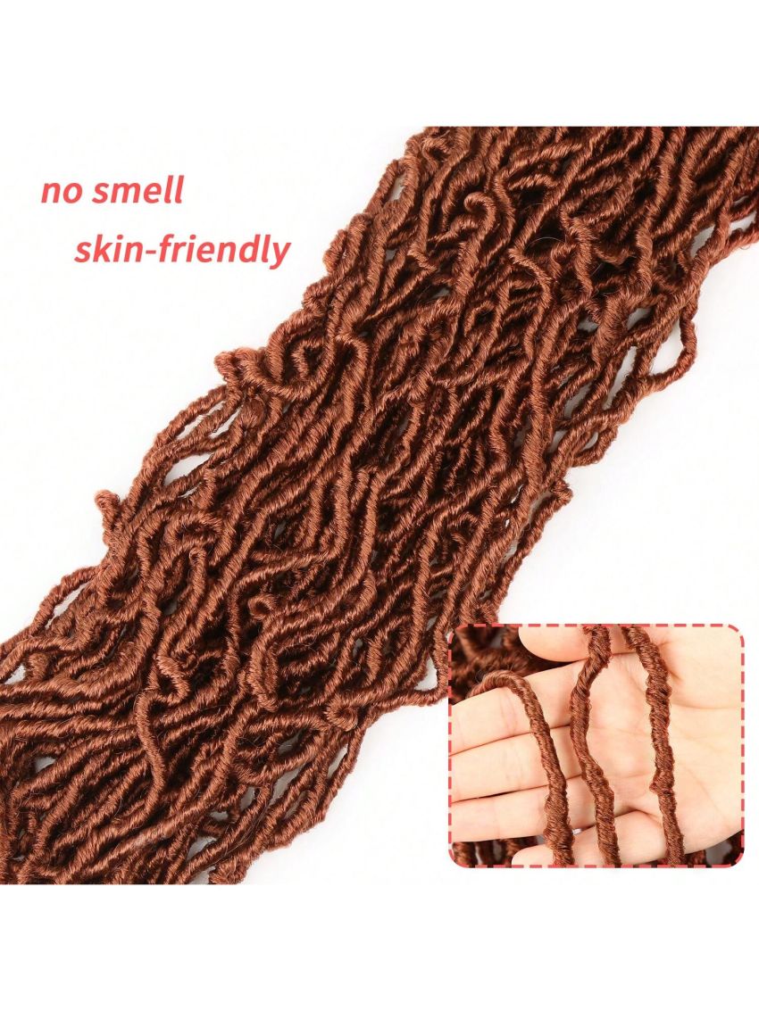 24 Inch 3 Packs Reddish Brown New Soft Locs Crochet Hair for , for Natural Butterfly Locks Style Crochet Hair, Black Curly and Pre -Looped Faux Locs Crochet Hair (24 Inch, 3Packs, Reddish Brown)
