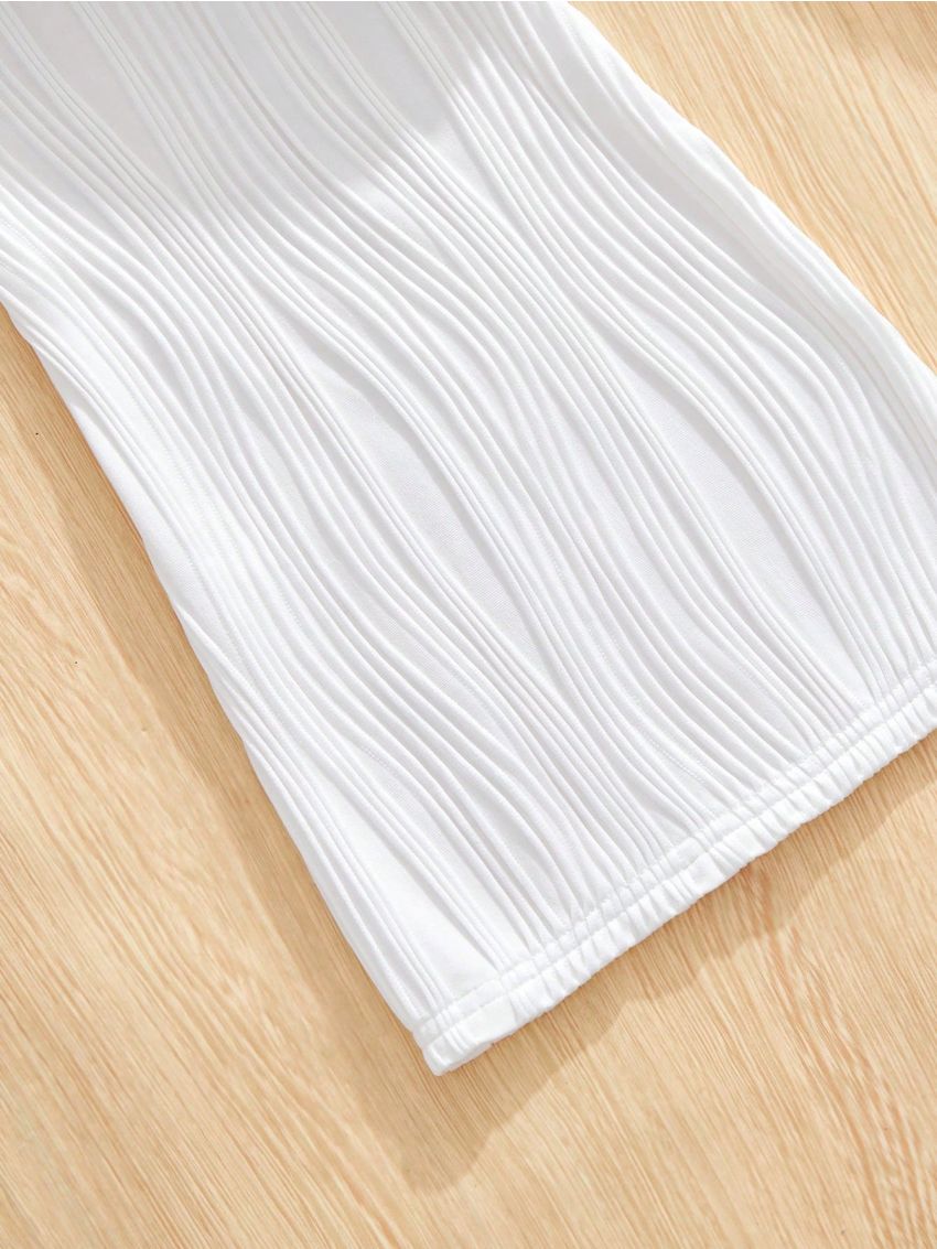 SHEIN Kids Nujoom Big Girls' Leisure Textured Fabric Weaving Decoration Multi-Piece Set Long Pants