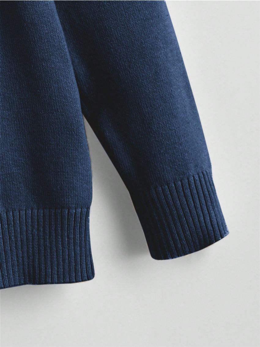 Little Boys' Turtleneck Solid Color Sweater With Long Sleeves