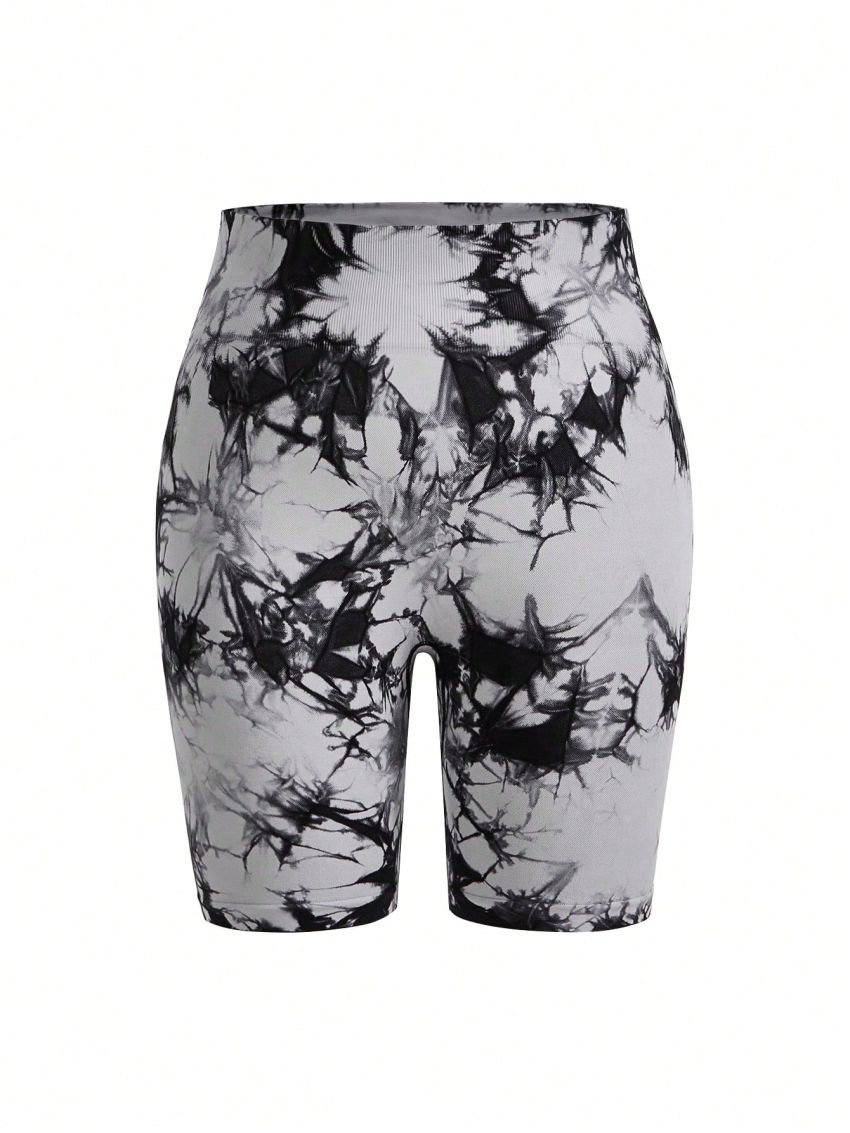 Yoga Basic Plus Size Tie-Dye Sports Shorts