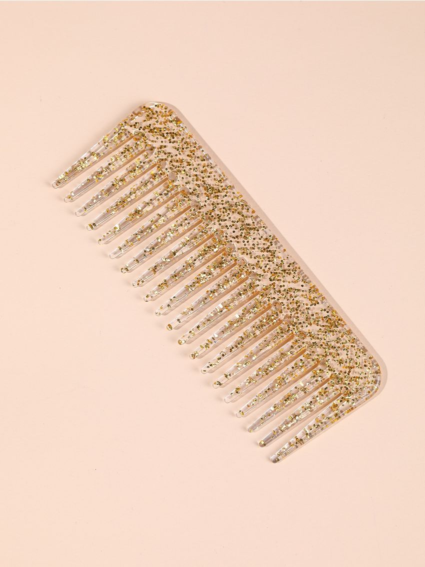 Glitter Wide Tooth Comb, 1pc Hair Brush/ Hair Comb For Thick Curly Wavy Long Hair, Detangling For Wet And Dry Anti Static All Types Hair, Cutting Hairdressing Comb, Hair Brush For Women And Men Black Friday