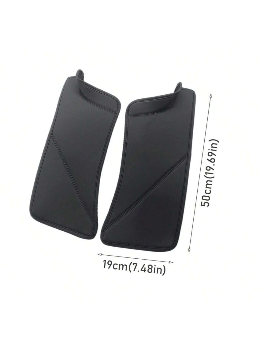 For 5 Seater Tesla Model Y, Carbon Fiber Color Door Sill Protector + Pu Rear Seat Protector (not Fit 7 Seater), Accessories 2pcs/set